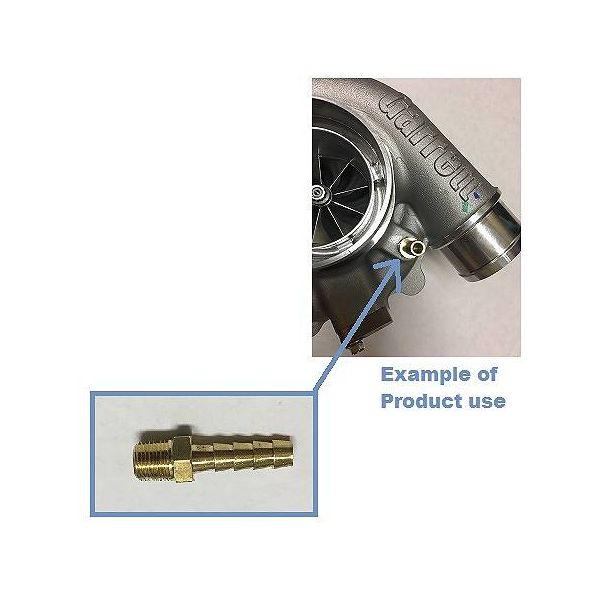 1/8th NPT x 1/4" Hose Barb Straight Turbo Vacuum Fitting