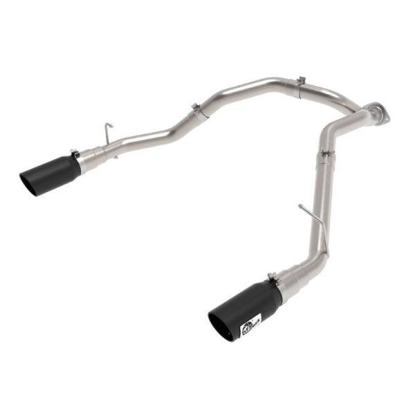 aFe Large Bore-HD 3" DPF-Back Stainless Steel Exhaust System - Black Tips