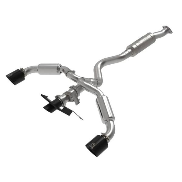 aFe Gemini XV 3" CAT Back Exhaust - Black Cut Out for 2023+ Toyota GR Corolla Black