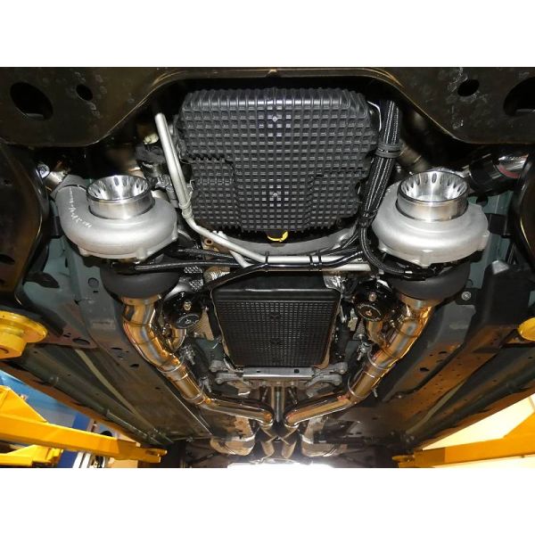 On3 2nd Gen Mid-Mount Twin Turbo Kit for 2024+ Ford Mustang GT 5.0L Installed