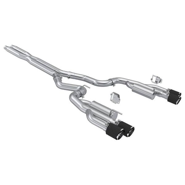 3" SS CAT Back Exhaust w- Quad Carbon Fiber Tips for 2024+ Mustang 5.0L