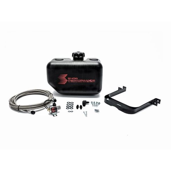 Snow Performance Water Tank Upgrade - 2.5gal Braided SS Line with Bracket-Solenoid-Hose-Fittings Snow Performance Water Tank Upgrade - 2.5gal Braided SS Line with Bracket-Solenoid-Hose-Fittings