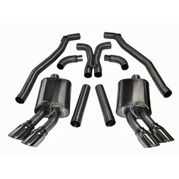 Corsa Performance Dual Rear Exit Catback with Twin 4.0 Inch Tips - Sport Sound Level
