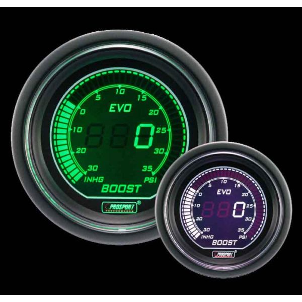 ProSport Evo Electrical Boost Gauge Green and White