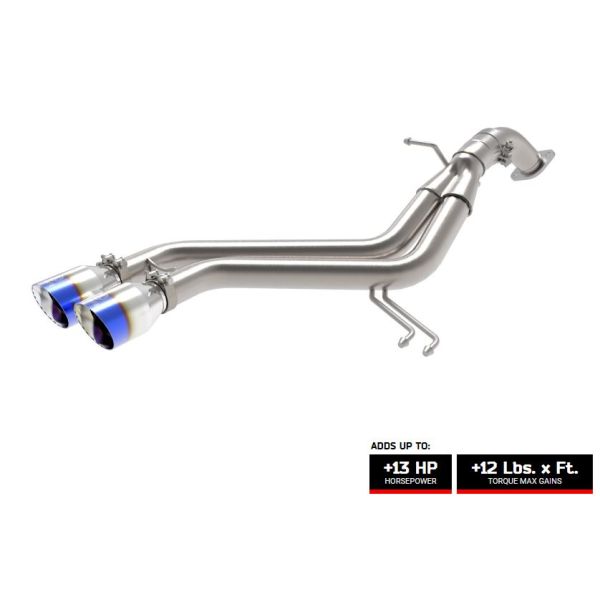 aFe Takeda 2-1/2" 304 Stainless Steel Axle-Back Exhaust System w/ Blue Flame Tips for 2013-2017 Hyundai Veloster Turbo 1.6T GDi - 49-37019-L