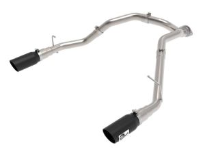 aFe Large Bore-HD 3" DPF-Back Stainless Steel Exhaust System - Black Tips