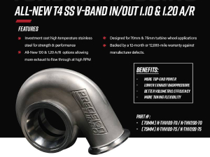 Turbine Housing for 75mm Precision Turbos, Stainless Steel, T4 Based V-Band In/V-Band Out in 1.10ar & 1.20ar