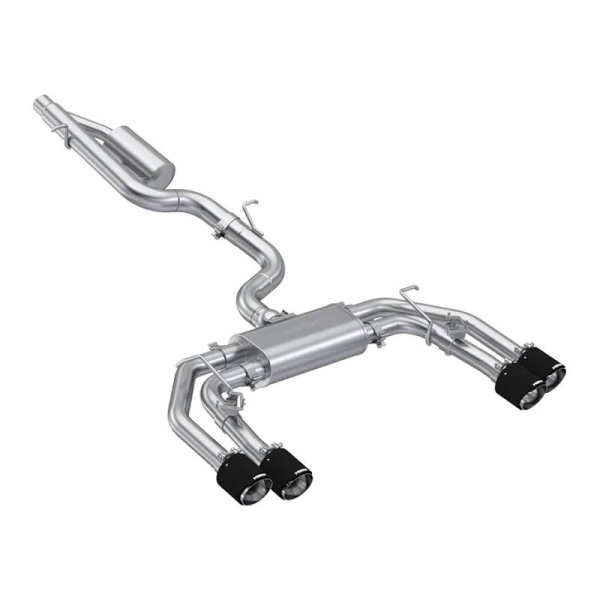 3" Stainless CAT Back Exhaust, Quad CF Tips, Active Sound for 2022 and Up Audi S3