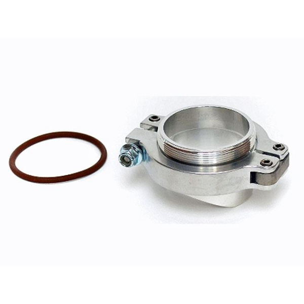 Blow Off Valve Inlet Mounting Flange + Clamp Kit for TiAL QJR - Stainless