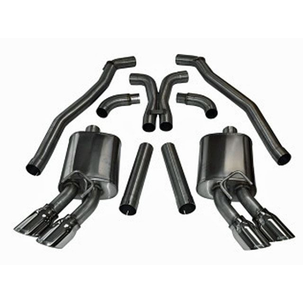 Corsa Performance Dual Rear Exit Catback with Twin 4.0 Inch Tips - Sport Sound Level