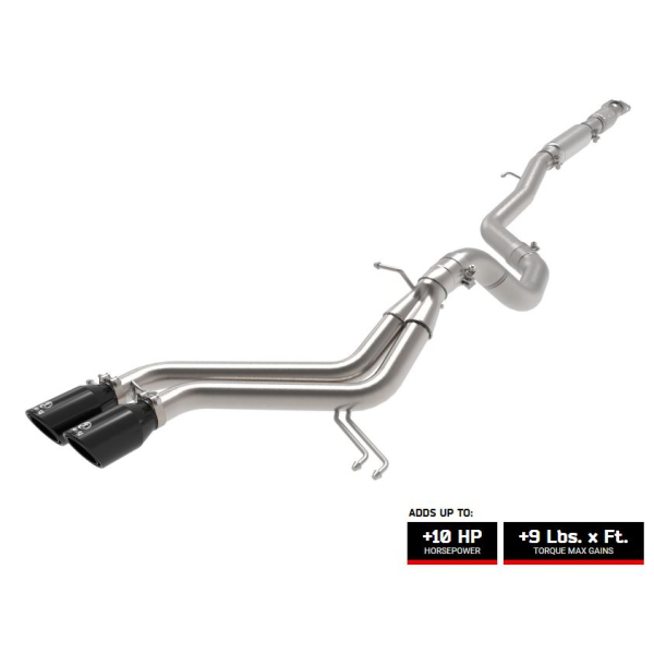aFe Takeda 2-1/2 IN to 3 IN 304 Stainless Steel Cat-Back Exhaust System w- Black Tips for 2013-2017 Hyundai Veloster 1.6T GDi - 49-37018-B