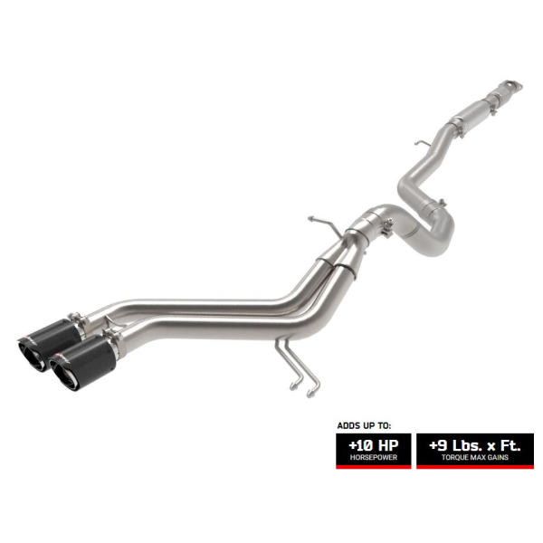 aFe Takeda 2-1/2 IN to 3 IN 304 Stainless Steel Cat-Back Exhaust System w- Carbon Fiber Tips for 2013-2017 Hyundai Veloster 1.6T GDi - 49-37018-C