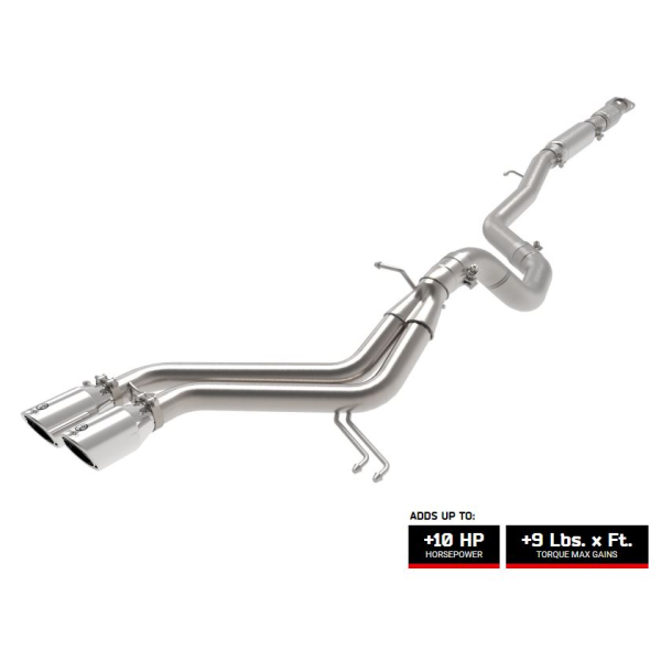 aFe Takeda Veloster Turbo 2-1/2 IN to 3 IN 304 Stainless Steel Cat-Back Exhaust System-Dual 4" Polished Tips
