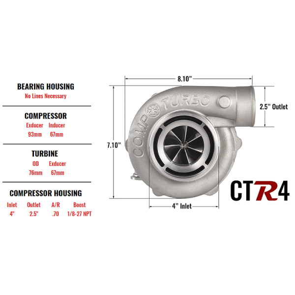 Comp CTR3893S-6767 Air Cooled 1.0 Triple Ball Bearing Turbo - 1000HP