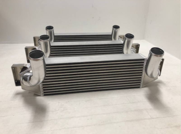 Three intercoolers in different sizes illustrating intercooler sizing for turbocharged vehicles
